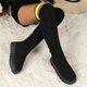 thumbnail image 2 of Botas de calcetín de punto con plataforma de moda con rodillas altas para mujer, 2 of 6