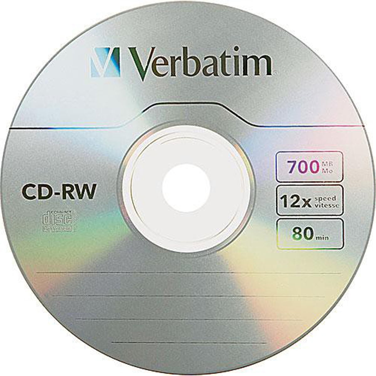 Verbatim CD-RW, 80 Minute, 700MB 4x-12x High Speed Branded, 25 Pack on Spindle