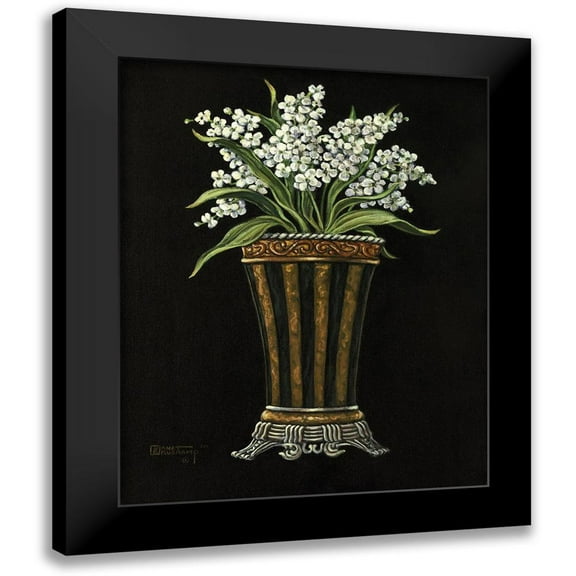 Kruskamp, Janet 12x14 Black Modern Framed Museum Art Print Titled - Classical Vase with Flowers II
