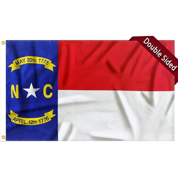 FLAGWIN North Carolina Flag 3x5 FT - 3 Ply Double Sided Polyester North Carolina State Flag with Brass Grommets - Vivid Color and Fade Proof State of NC Flag 3x5 Outdoor