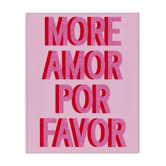 Stupell Industries Pink More Amor Typography Painting Gallery Wrapped Canvas Art Print Wall Art, 16 x 20
