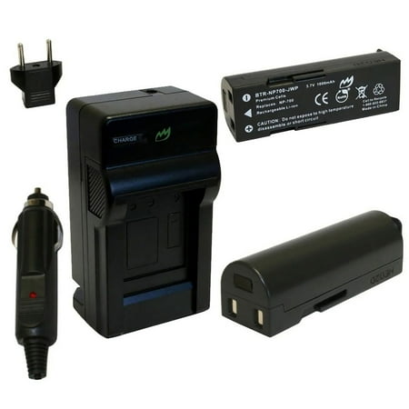 Replacement for Pentax D-LI72 Battery (2-Pack 1000mAh) and Charger