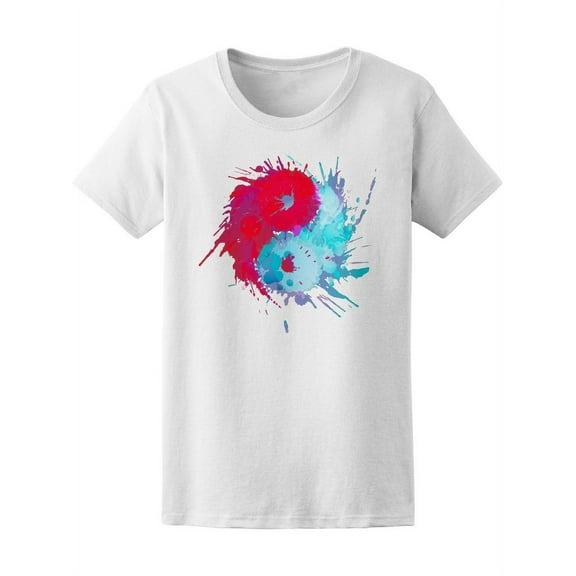 Yin And Yang Colorful Splashes T-Shirt Women -Image by Shutterstock, Female XX-Large