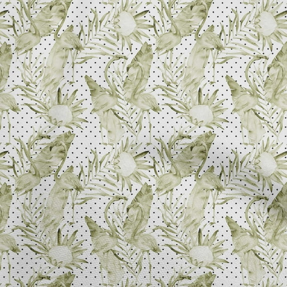 oneOone Cotton Flex Light Green Fabric Tropical Flamingo Craft Projects Decor Fabric Printed By The Yard 40 Inch Wide