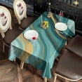 thumbnail image 2 of Teal Marble Gold Wave Pattern Rectangle Tablecloth 60"x102",Waterproof Polyester Rectangle Table Cloth, Wipeable Spillproof Polyester Tablecloth for Dining, Camping, Indoor and Outdoor, 2 of 6
