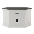 thumbnail image 3 of Alexa 50 Inch TV Corner Entertainment Console, Cubby, Cabinet, White, Gray- Saltoro Sherpi, 3 of 5