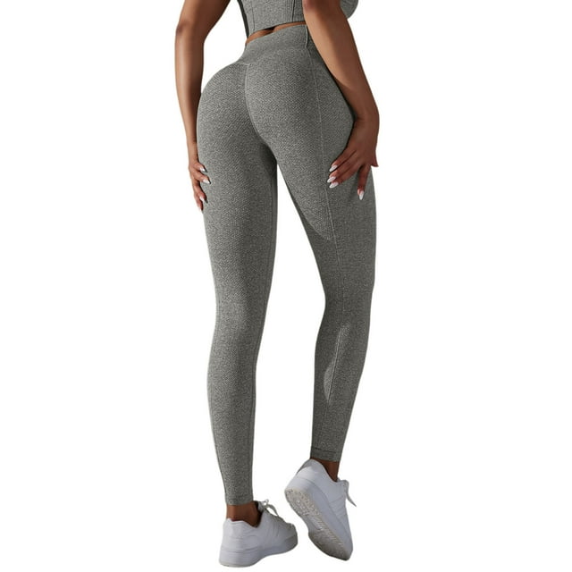 Nuevos pantalones de yoga de cintura alta sin costuras para mujer - Efecto lifting, tejido que absorbe el sudor - Leggings opacos para gimnasio/yoga