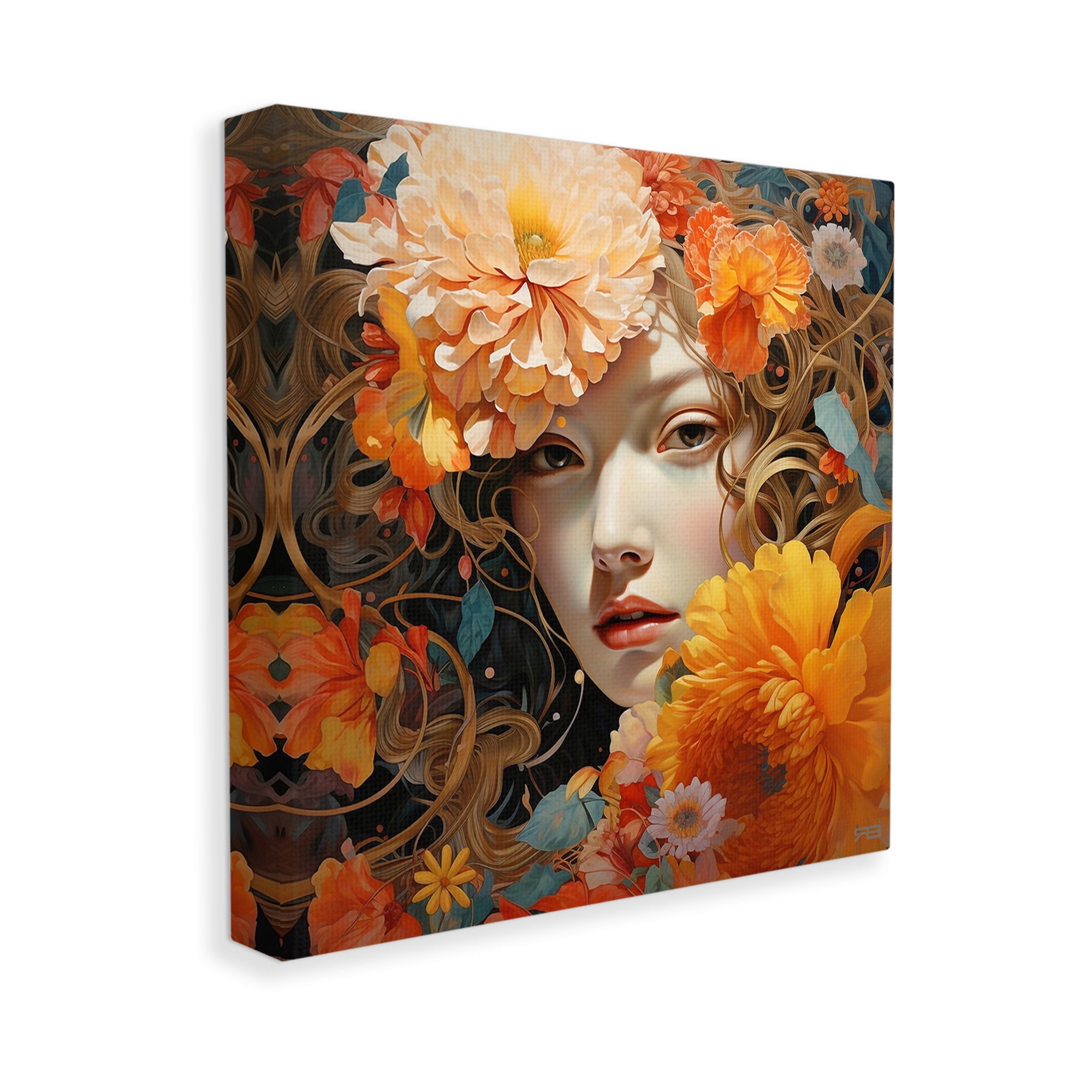 Stupell Industries Woman & Scattered Blossoms Botanical & Floral Painting Gallery Wrapped Canvas Art Print Wall Art, 30 x 30