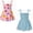 Blue 1, variant on Pack of 2 Little Girls Floral Smocked Sundresses Bohemian Summer Beach Casual Play Dresses for Toddler Kids