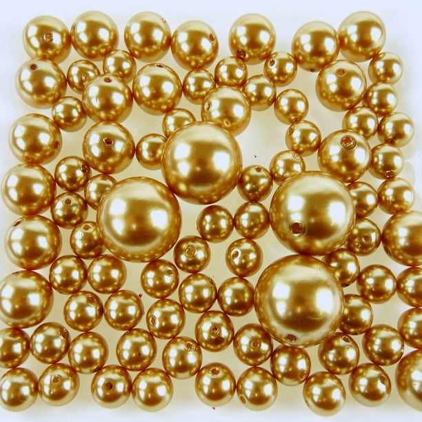 Plastic Pearl Balls Vase Filler, 14mm, 20mm, 30mm, 84Piece, Gold