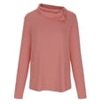 thumbnail image 4 of OKBOP Crop Long Sleeve Tops for Women,Casual Solid Loosing Long Sleeve Button Pile Collar T-Shirt Blouses for Women Dressy Casual Vintage Sweatshirt, 4 of 8