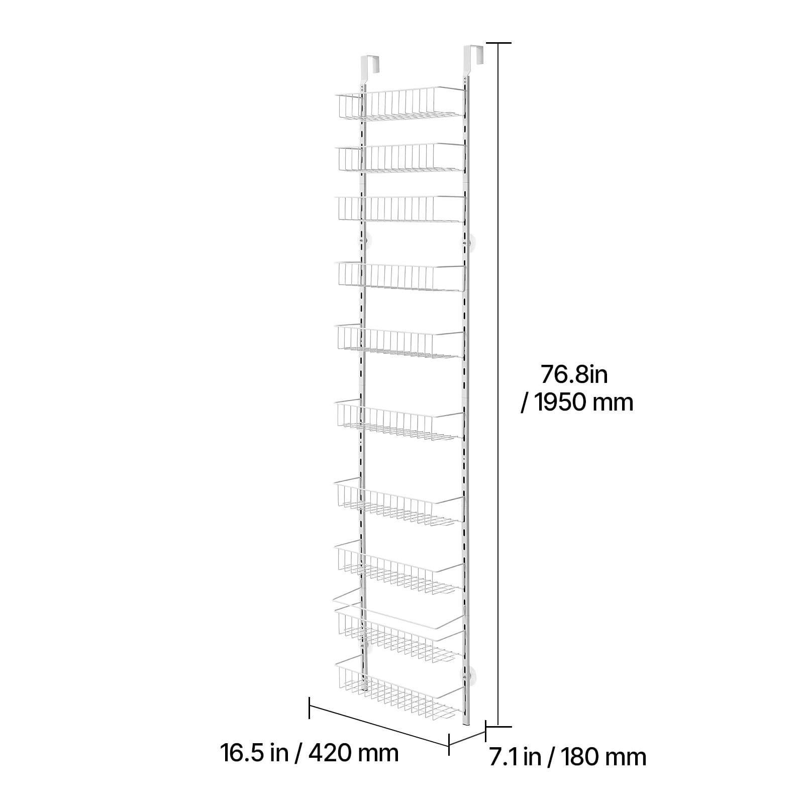 VEVOR Over the Door Pantry Organizer, 10-Tier Pantry Organization and Storage, Heavy-Duty Steel Hanging Spice Rack, Adjustable Wall Seasoning Shelves, for Home Kitchen Laundry Room Bathroom, White