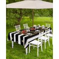 thumbnail image 2 of Outdoor Tablecloth with Umbrella Hole and Zipper Happy New Year Outdoor Tablecloths 60x84 Waterproof Table Cloths Black and White Stripes Patio Table Cloth Cover for Outdoor Tables Picnic BBQS Garden, 2 of 5