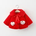 thumbnail image 2 of Fesfesfes Toddler Baby Girls Shawl Winter Bow Thicken Warm Outerwear Fruit Pattern Coat Fleece Cloak, 2 of 3