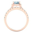 thumbnail image 4 of Clara Pucci 14K Rose Gold 1.56 Natural Aquamarine Engraveable Engagement Ring + Wedding Band Set, 4 of 7