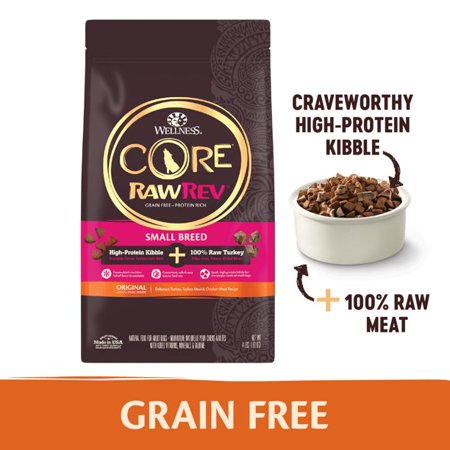 Wellness CORE RawRev Natural Grain Free Small Breed Dry Dog Food, Original Turkey & Chicken with Freeze Dried Turkey, 4-Pound Bag