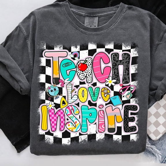 Teach Love Inspire Shirt, Back to School Teacher Shirt, Inspirational First Day Shirt for Teacher Squad, Fun Graphic Tee for School Spirit Day