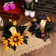 thumbnail image 5 of Holloyiver Black Fall Candle Rings Wreaths, 3 Inch Artificial Sunflower Maple Leaf Candle Rings for Pillars Centerpieces, Halloween Thanksgiving Harvest Festival Home Table Decor (Multicolor), 5 of 6