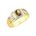 thumbnail image 6 of RYLOS Men's Rings 14K Yellow Gold Classic 7X5MM Oval Gemstone & Diamond Ring Smoky Quartz June Birthstone Rings For Men Size 9, 6 of 7