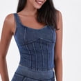 thumbnail image 7 of vigerkar Denim Corset Top for Women Going Out Jean Crop Tank Tops Trendy Sleeveless Slim Fit Workout Top (Dark Blue, XL), 7 of 7