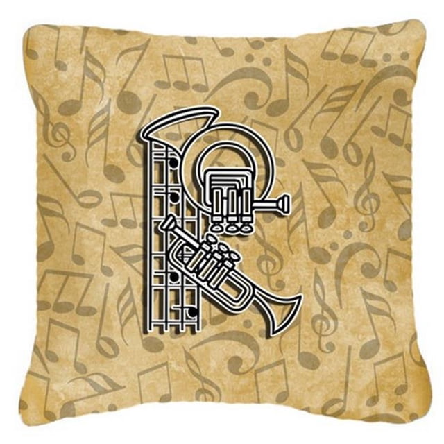 Carolines Treasures CJ2004-RPW1414 Letter R Musical Instrument Alphabet Canvas Fabric Decorative Pillow