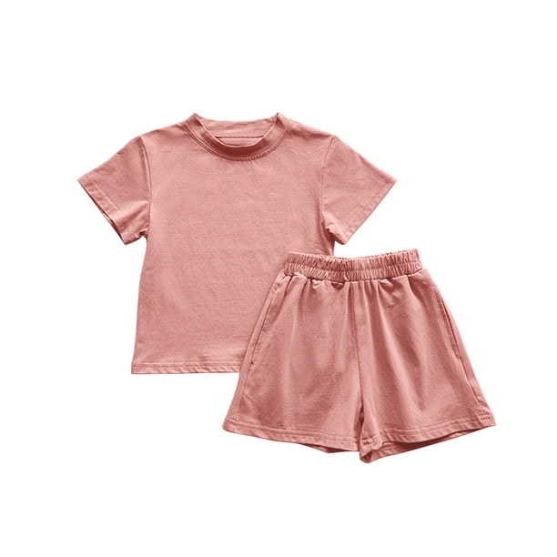 Odeerbi 1-10 Años Niños Niñas Conjuntos de Verano Camiseta de Manga Corta de Algodón Pantalones Cortos Conjunto de Dos Piezas Suave
