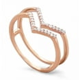 thumbnail image 2 of 18k Rose Gold Plated Sterling Silver Double Row CZ 'V' Ring, 2 of 3