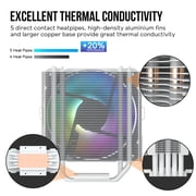 Vetroo V5 White CPU Air Cooler w/ 5 Heat Pipes 120mm PWM Processor Cooler for Intel LGA 1851/1700/1200/115X AMD Ryzen AM5 & AM4 w/Addressable RGB Lighting Sync