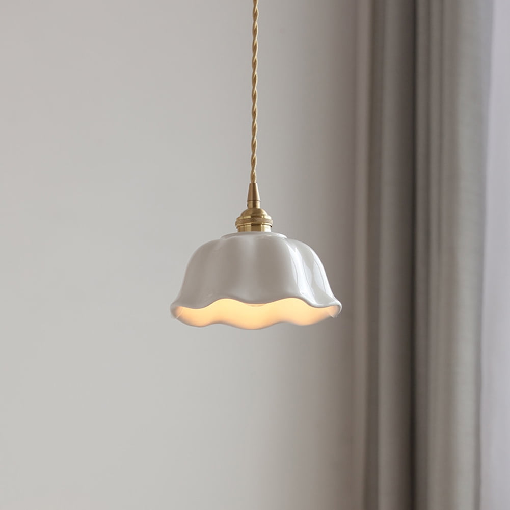 Mini White Ceramic Pendant Light Fixture, Small Japanese Style Vintage Pendant Lighting, Single Simple Retro Pendant Lamp, Pendant Light for Over Kitchen Sink Bar Bedside  Dining Table Entrance Closet