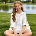 thumbnail image 5 of Fnooota Girls Outfit Sets 2 Piece, Long Sleeve School Summer Casual Kids' Clothing Sets White Size 10-11 T, 5 of 8