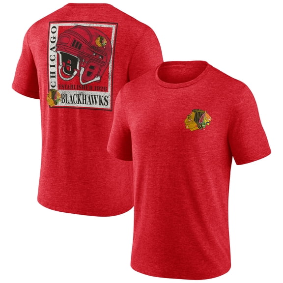 Men's  Red Chicago Blackhawks Earnest Will Tri-Blend T-Shirt