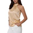 thumbnail image 5 of INSPIRE CHIC Women's Sleeveless Top Halter Neck Tie Back Satin Work Blouse, 5 of 7