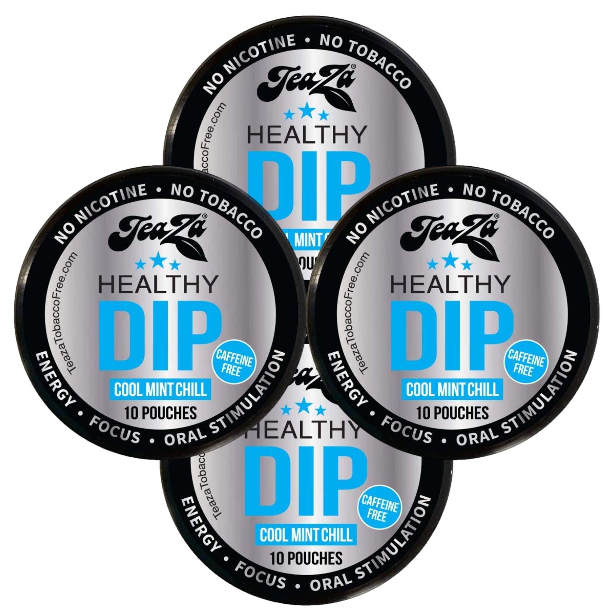 Teaza Herbal Energy Pouches Cool Mint Puck 4 Cans