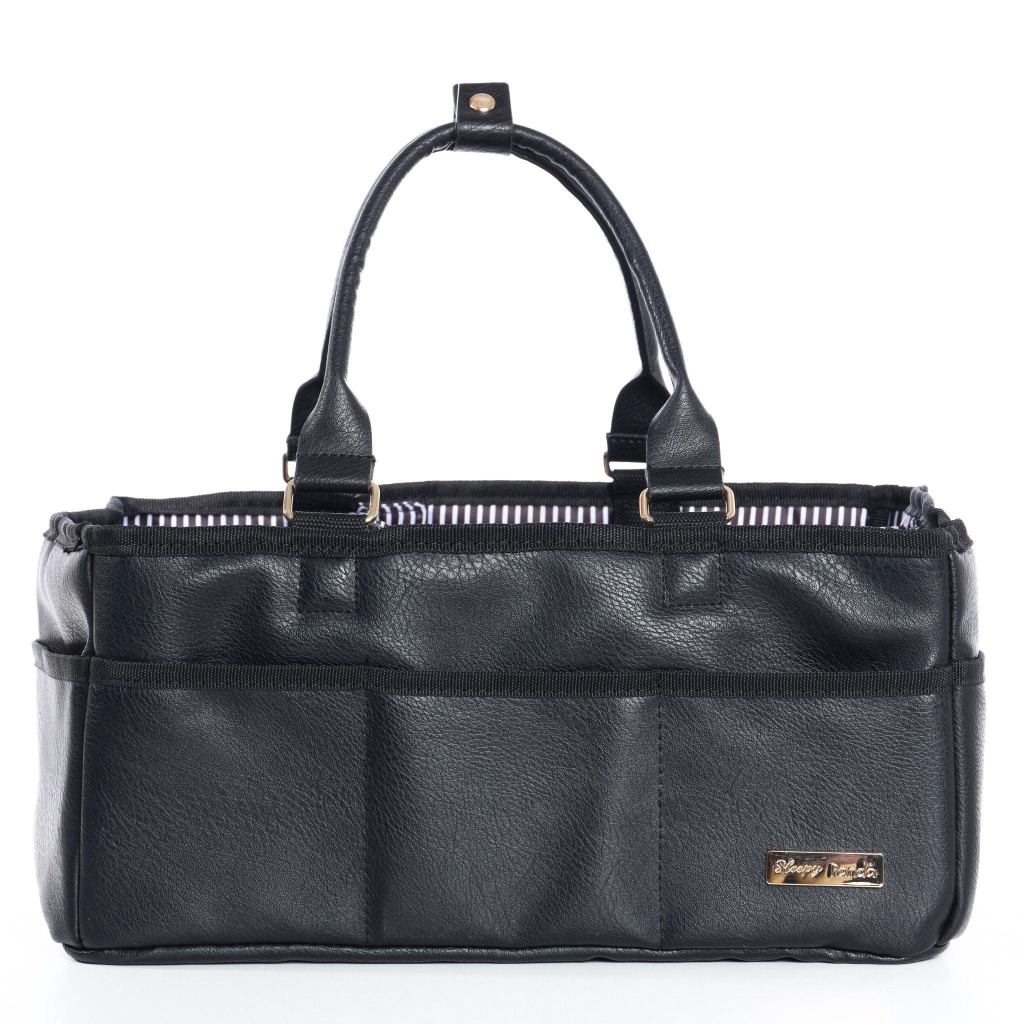 Sleepy Panda Vegan Leather with Adjustable Compartments and Exterior Pockets Stylish, Durable, and Easy-to-Carry Nursery Organizer Diaper Caddy