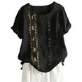 thumbnail image 2 of Black Womens Blouses Blouse Size Shirt Floral Women Plus Top Sleeves Embroidered Short Plus Size Tops Ladies Tops and Blouses, 2 of 4