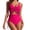 Hot Pink, variant on Women Plus Size One Piece Swimsuit Tummy Control Bathing Suits Lace up Plunge Swimwear