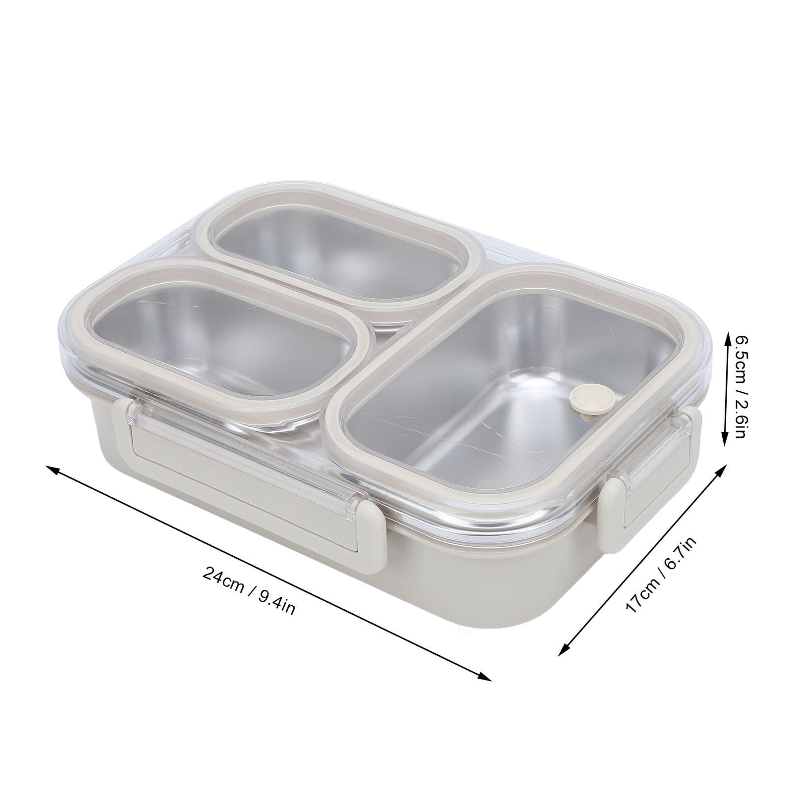 BIMZUC 3‑Compartment 304 Stainless Steel Lunch Box – Leakproof, Heat‑Resistant, Dishwasher Safe, 1.2L Grey Food Container