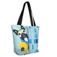 thumbnail image 2 of Kll Tote Bag For Women French Bulldog Dog In A Bathtub Print Shopping Grocery Reusable Bags For Office School Shopping Travel, 2 of 8