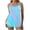 Blue, variant on Women 2 Piece Tankini Set Plus Size Sleeveless Print Halter High Waist Shorts Modest Quick Dry Bathing Suit (XL, Black)