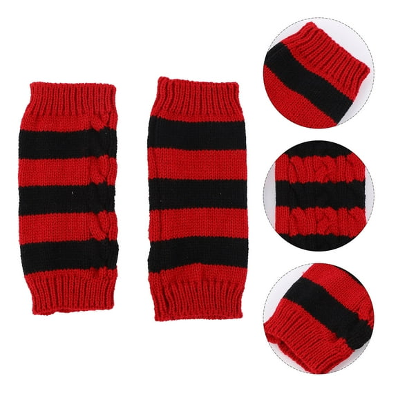 Soimiss 1Pair Warm Black Knitted Gloves Half Finger Woolen Yarn for Boating Fishing Gardening