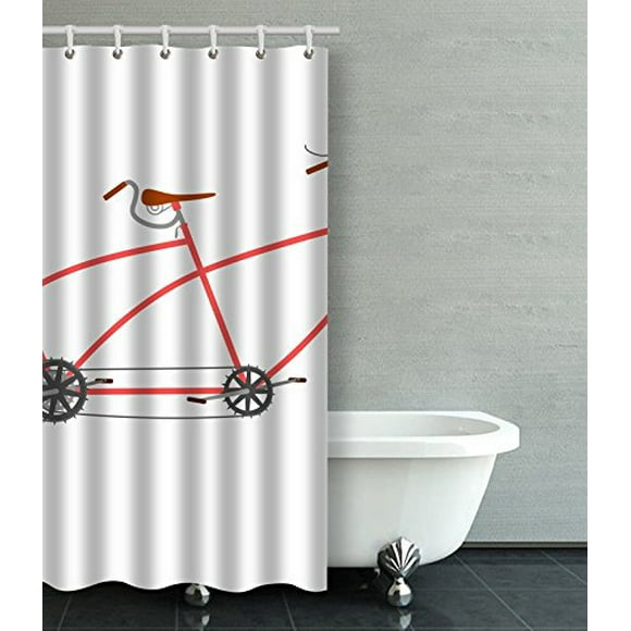 RYLABLUE Side View Of A Tandem In A Retro Style Shower Curtain Bathroom Curtain 36x72 inches