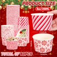 thumbnail image 2 of Christmas candy snack cups, Christmas red and white candy cane paper cups, 9 ounces dessert ice cream paper bowls, frozen dessert paper cups, cupcake party supplies, 60 pieces, 2 of 4