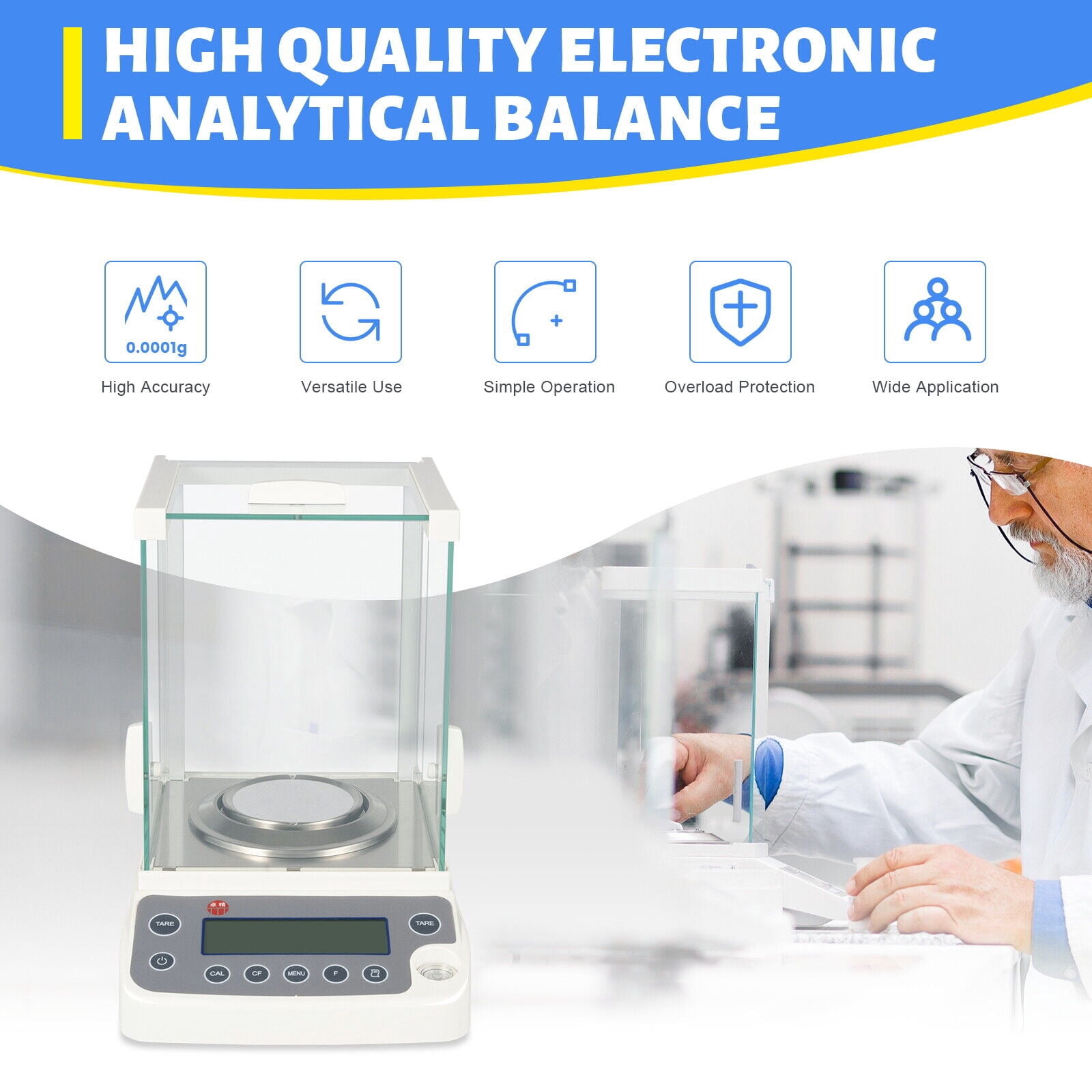 Electronic Analytical Balance 0.1 mg 120x0.0001 g Lab Digital Precision Scale 110V Analytical Balance 120 x 0.0001g 0.1mg Electronic Precision Scale W/Adapter