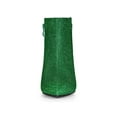 thumbnail image 6 of BLISSFUL STEP Women's Stiletto Heels Glitter Pointed Toe Ankle Boots Zipper Booties Green 8, 6 of 7