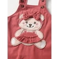 thumbnail image 6 of Infant Baby Girl Clothes Print Romper + Bear Style Suspender Pants + Headband Outfit Set Pink 0-3 Months, 6 of 7