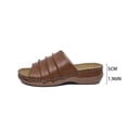 thumbnail image 3 of Xucatan Women's Ruched Strap Wedge Sandals, Cushioned Footbed Open Toe Slippers with Contoured Insole, Round Toe Casual Summer Shoes, Versatile Solid Color Design for Beach Outdoor Gift, 3 of 9