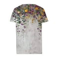 thumbnail image 4 of bnaln Women Tops Summer T Shirts Casual Button Short Sleeve Shirts Floral Printed V Neck Tees Shirts Elegant Tunic Tops Dressy Blouses Ladies Henley Shirts Pullover Going Out Tops, 4 of 5