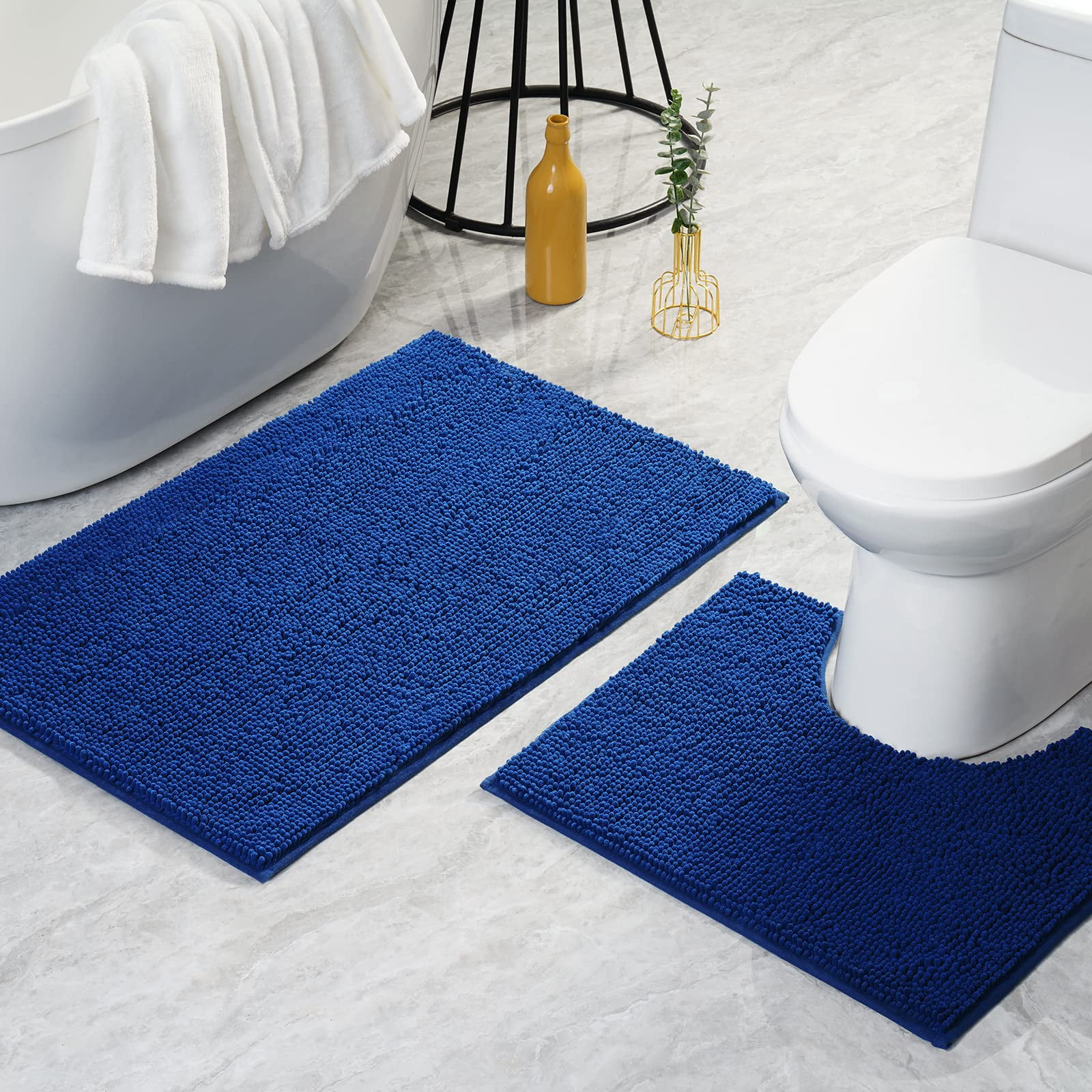 SERISSA Bathroom Rugs Sets 2 Piece, Absorbent Bath Mats for Bathroom Non Slip Chenille Bathroom