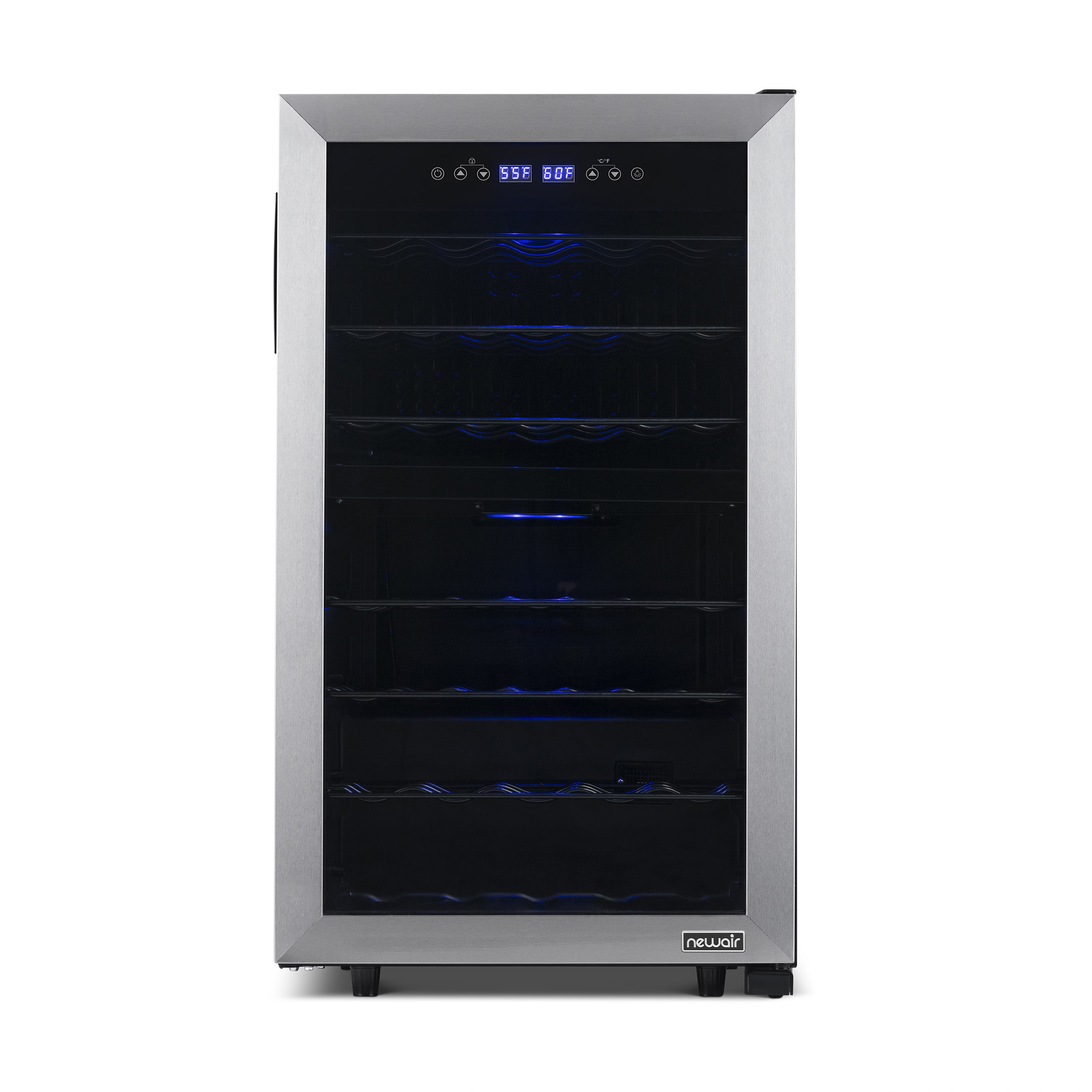 Newair Freestanding Wine Fridge, 43 Bottle Dual Zone Compressor  Wine Cooler Fridge in Stainless Steel