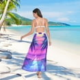 thumbnail image 7 of FORMRS Womens Beach Sarong Semi-Sheer Bikini Wrap Skirt Swimsuit Cover-ups, Purple Digital Art, 7 of 7